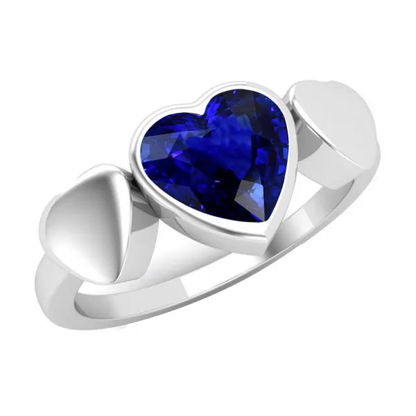 Rings HarryChadEntcom Solitaire Bezel Set Heart Ceylon Sapphire Anniversary Ring 2 Carats Rings HarryChadEntcom Solitaire Bezel Set Heart Ceylon Sapphire Anniversary Ring 2 Carats