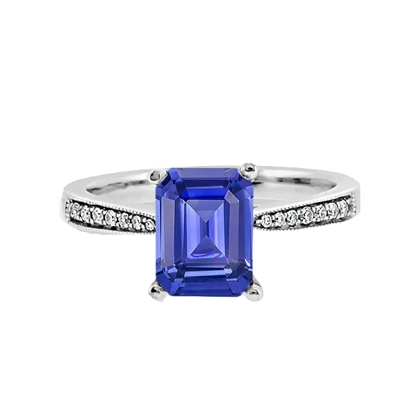 Rings HarryChadEntcom Solitaire Emerald Blue Sapphire Ring With Natural Earth Mined Diamond Accents 250 Carats