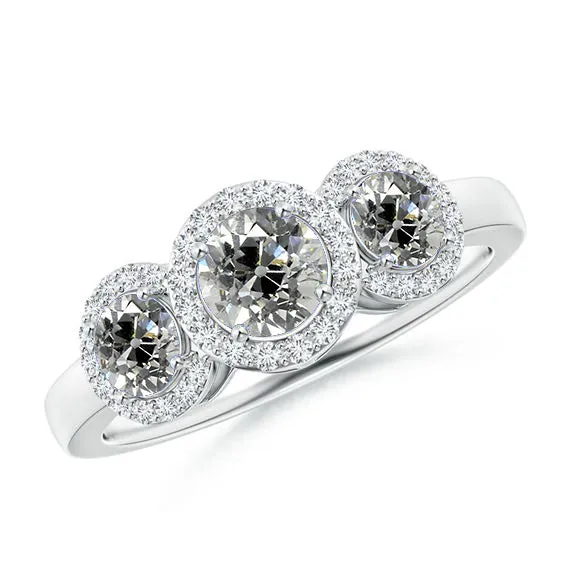 Rings HarryChadEntcom Three Stone Halo Anniversary Ring Round Old Miner Genuine Natural Earth Mined Diamonds 290 Carats Rings HarryChadEntcom Three Stone Halo Anniversary Ring Round Old Miner Genuine Natural Earth Mined Diamonds 290 Carats