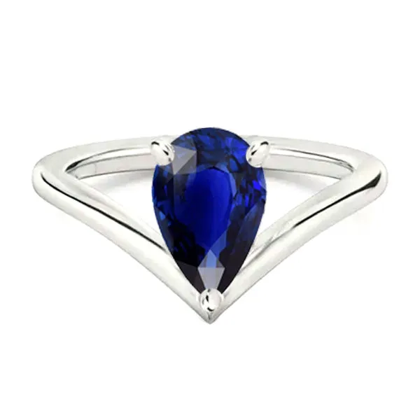 Rings HarryChadEntcom White Gold Solitaire Gemstone Ring Pear Ceylon Sapphire 250 Carats Rings HarryChadEntcom White Gold Solitaire Gemstone Ring Pear Ceylon Sapphire 250 Carats