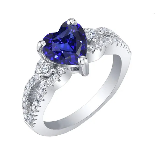 Rings HarryChadEntcom Women Natural Earth Mined Diamond Jewelry Heart Ceylon Sapphire Ring 3 Carats Split Shank Rings HarryChadEntcom Women Natural Earth Mined Diamond Jewelry Heart Ceylon Sapphire Ring 3 Carats Split Shank