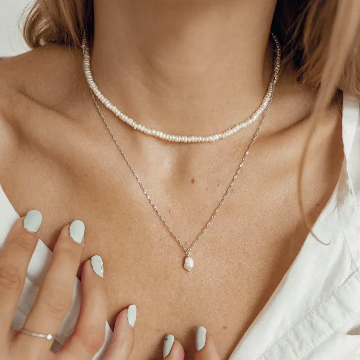 Rings Hey Happiness Pearl Necklaces Sterling Silver Set