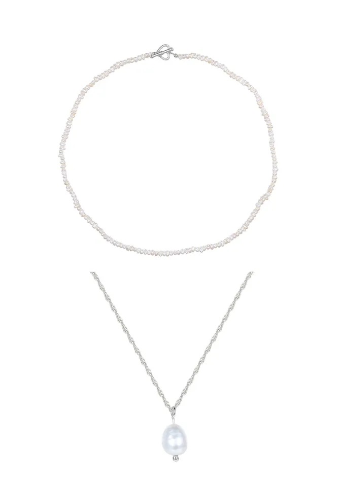 Rings Hey Happiness Pearl Necklaces Sterling Silver Set