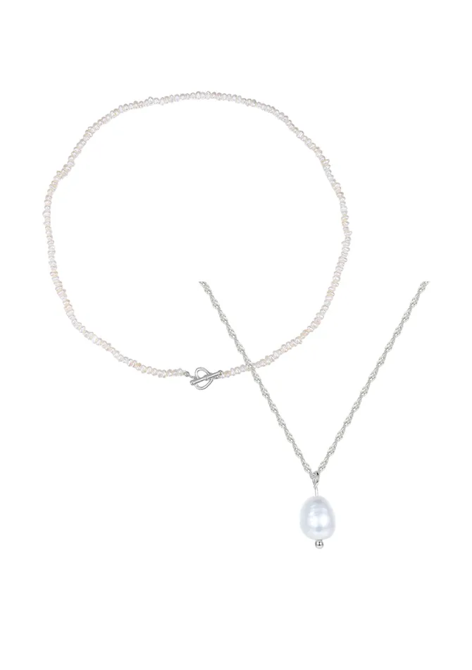 Rings Hey Happiness Pearl Necklaces Sterling Silver Set