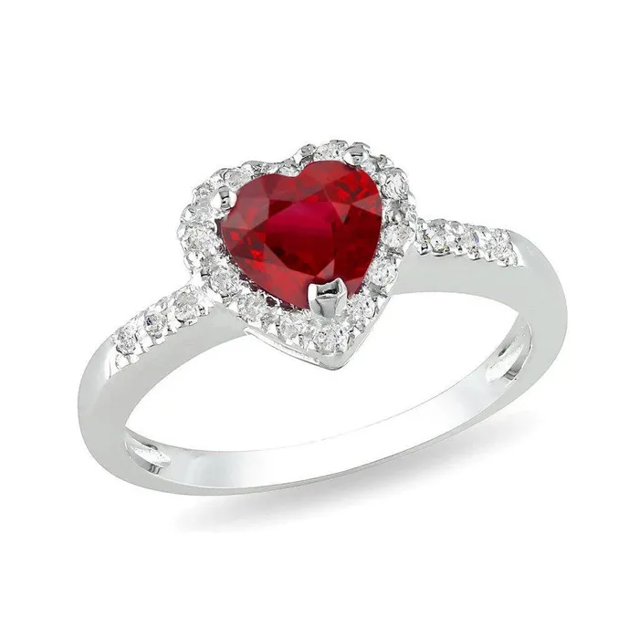 Rings Red Ruby Gemstone With Natural Earth Mined Diamond Ring White Gold Jewelry 320 Carats GB Rings Red Ruby Gemstone With Natural Earth Mined Diamond Ring White Gold Jewelry 320 Carats GB
