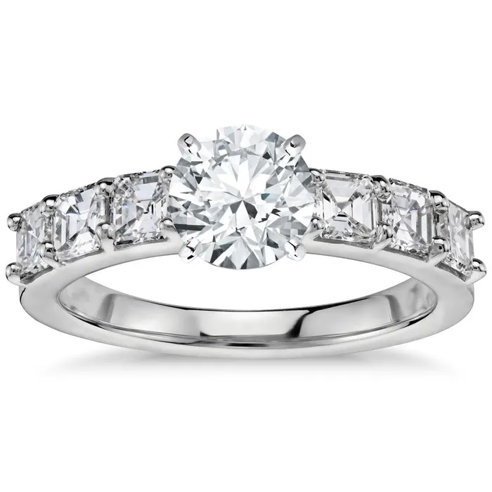 Round And Asscher Cut 4 Ct Natural Earth Mined Diamonds Engagement Ring GB Rings Round And Asscher Cut 4 Ct Natural Earth Mined Diamonds Engagement Ring GB Rings