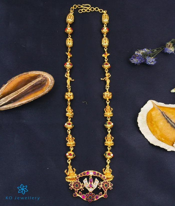 Silversmith Necklaces The Ishita Shankhu Chakra Nama Silver Navratna Necklace Silversmith Necklaces The Ishita Shankhu Chakra Nama Silver Navratna Necklace