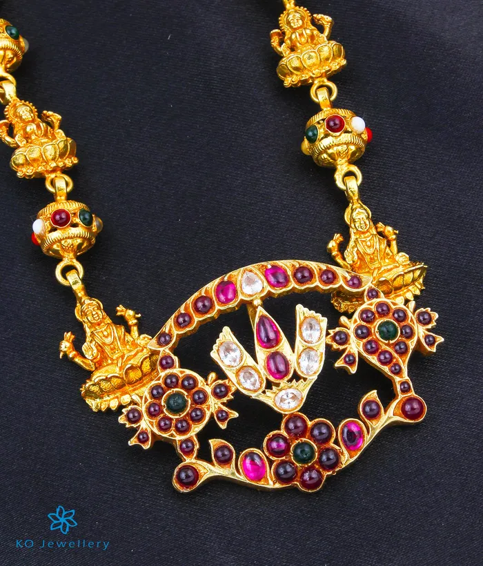 Silversmith Necklaces The Ishita Shankhu Chakra Nama Silver Navratna Necklace