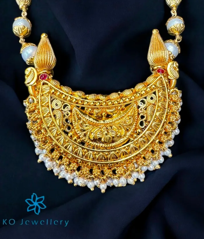 Silversmith Necklaces The Lakshanya Kokkethathi Silver Pearl Kodava Necklace Silversmith Necklaces The Lakshanya Kokkethathi Silver Pearl Kodava Necklace