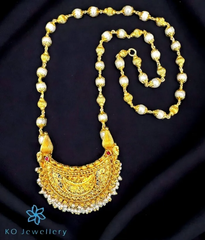 Silversmith Necklaces The Lakshanya Kokkethathi Silver Pearl Kodava Necklace