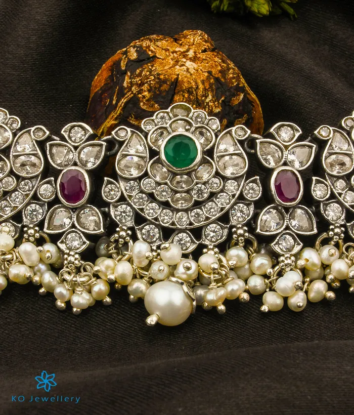 Silversmith Necklaces The Rajata Silver Pearl Choker Necklace