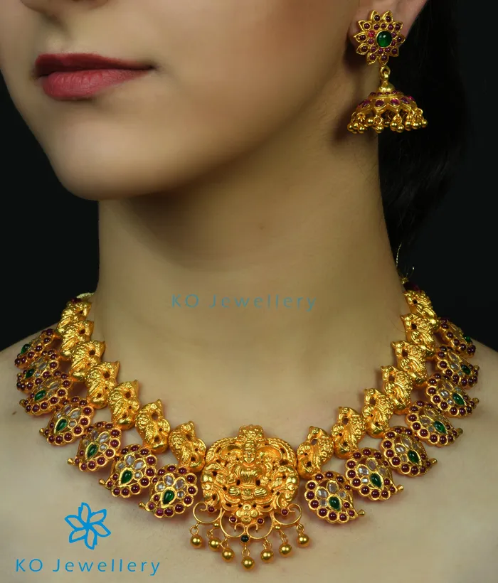 Silversmith Necklaces The Shristhi Antique Silver Lakshmi Necklace