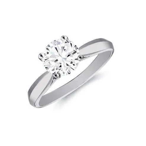 Solitaire 150 Carat Round Natural Earth Mined Diamond Engagement Ring 14K White Gold GB Rings