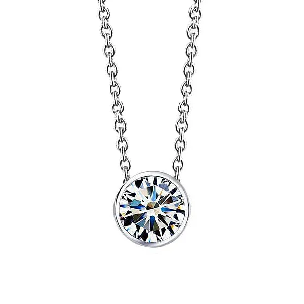 Solitaire Round Cut Natural Earth Mined Diamond Necklace Pendant 2 Carats White Gold 14K GB Necklaces Solitaire Round Cut Natural Earth Mined Diamond Necklace Pendant 2 Carats White Gold 14K GB Necklaces