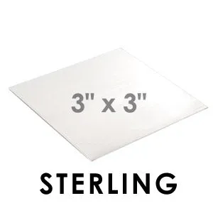 Sterling Silver Sheet Metal 3 x 3 24 Gauge Brushed Finish RG Rings