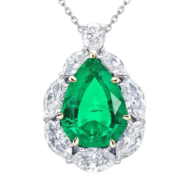 Teardrop Halo Pendant Green Emerald Gemstone HarryChadEntcom Necklaces