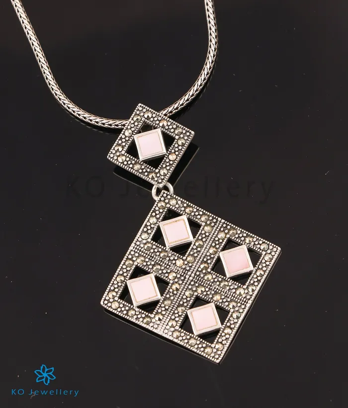 The Foursquare Silver Marcasite Necklace Marcasite Necklaces