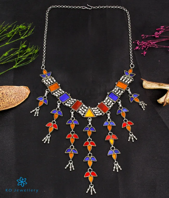 The Gerua Silver Glass Necklace JP Nagar Necklaces