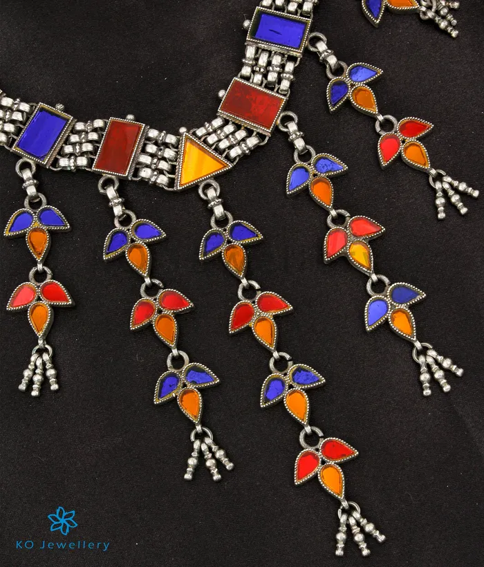 The Gerua Silver Glass Necklace JP Nagar Necklaces