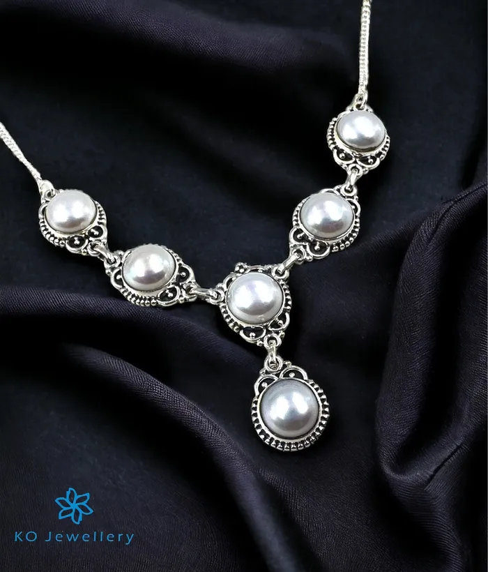 The Silver Pearl Necklace Earrings Pearl Gemstone Earrings