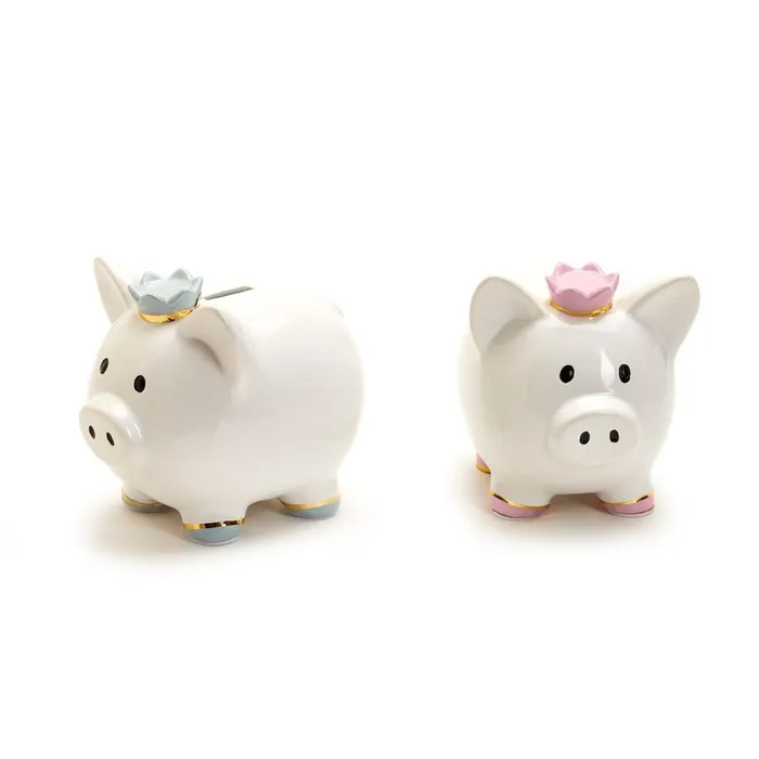 Twos Company Bracelets Twos Company My First Piggy Bank with Crown Gold Accent Asst 2 Colors