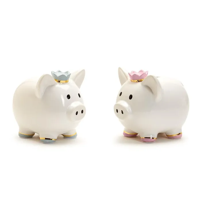 Twos Company Bracelets Twos Company My First Piggy Bank with Crown Gold Accent Asst 2 Colors