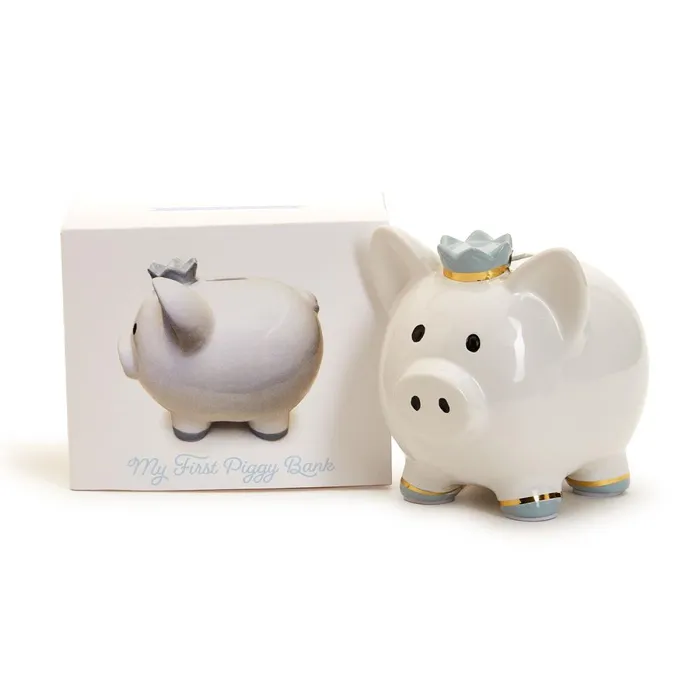 Twos Company Bracelets Twos Company My First Piggy Bank with Crown Gold Accent Asst 2 Colors