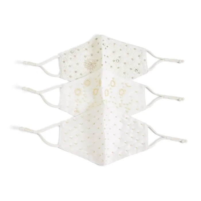Twos Company Earrings Night Out Ivory Embellished 3 Layer Face Cover with Adjustable Ear Loops A3 Twos Company Earrings Night Out Ivory Embellished 3 Layer Face Cover with Adjustable Ear Loops A3
