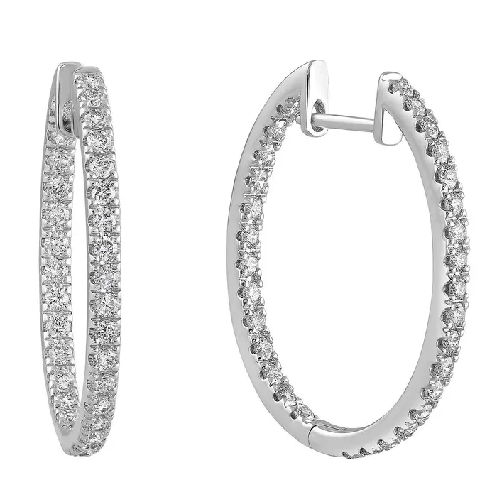 White Gold 14K Round 420 Carats Small Natural Earth Mined Diamonds Hoop Earrings New GB Earrings White Gold 14K Round 420 Carats Small Natural Earth Mined Diamonds Hoop Earrings New GB Earrings