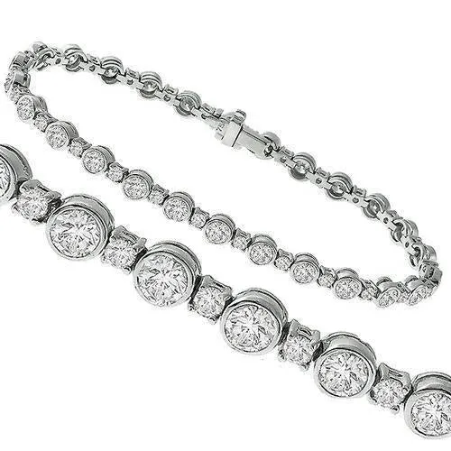 White Gold 340 Ct Round Cut Real Natural Earth Mined Diamond Ladies Tennis Bracelet Solid GB Bracelets