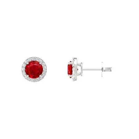 Women Studs Halo Earrings 450 Carats Ruby And Natural Earth Mined Diamonds Gold 14K GB Earrings Women Studs Halo Earrings 450 Carats Ruby And Natural Earth Mined Diamonds Gold 14K GB Earrings