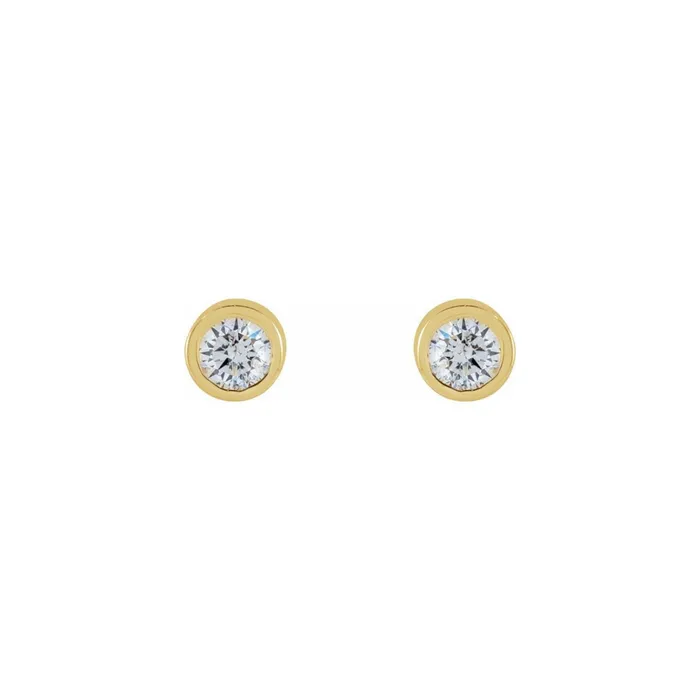 004ctw Mini Round Bezel Diamond Stud Earrings in Solid Gold Anueva Jewelry Earrings 004ctw Mini Round Bezel Diamond Stud Earrings in Solid Gold Anueva Jewelry Earrings