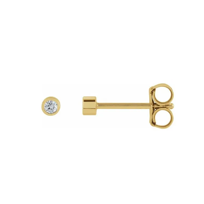 004ctw Mini Round Bezel Diamond Stud Earrings in Solid Gold Anueva Jewelry Earrings
