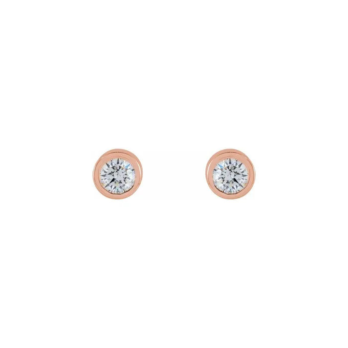 004ctw Mini Round Bezel Diamond Stud Earrings in Solid Gold Anueva Jewelry Earrings