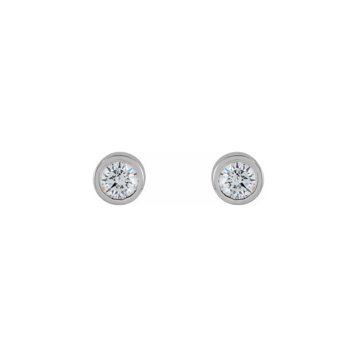 004ctw Mini Round Bezel Diamond Stud Earrings in Solid Gold Anueva Jewelry Earrings