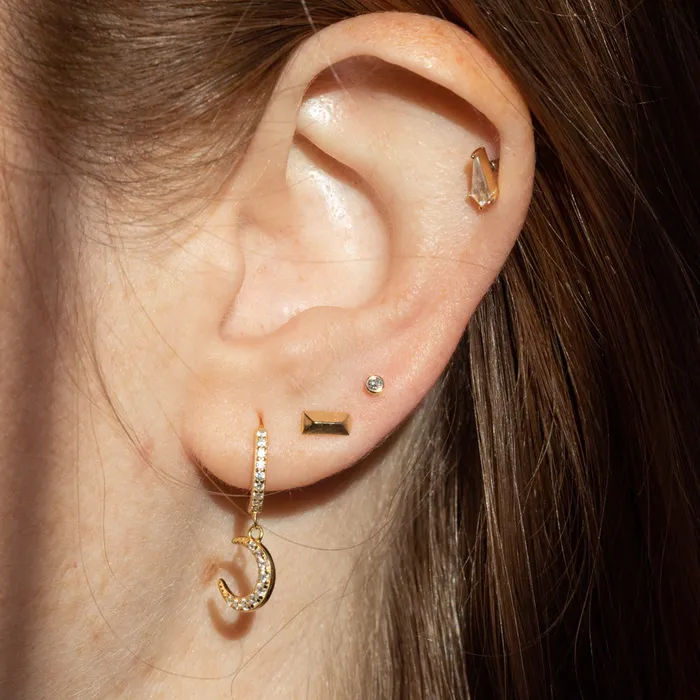 004ctw Mini Round Bezel Diamond Stud Earrings in Solid Gold Anueva Jewelry Earrings
