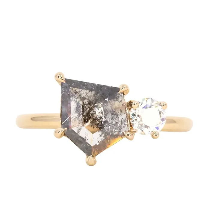 119ct Salt Pepper shield rosecut Diamond and Antique Old Mine Cut Diamond Ring in 14k Yellow Gold Anueva Jewelry Rings 119ct Salt Pepper shield rosecut Diamond and Antique Old Mine Cut Diamond Ring in 14k Yellow Gold Anueva Jewelry Rings