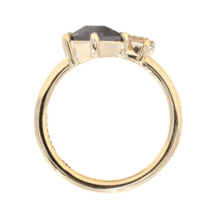 119ct Salt Pepper shield rosecut Diamond and Antique Old Mine Cut Diamond Ring in 14k Yellow Gold Anueva Jewelry Rings