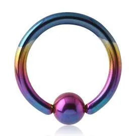 14g Rainbow Titanium Captive Bead Ring Tulsa Body Jewelry Rings