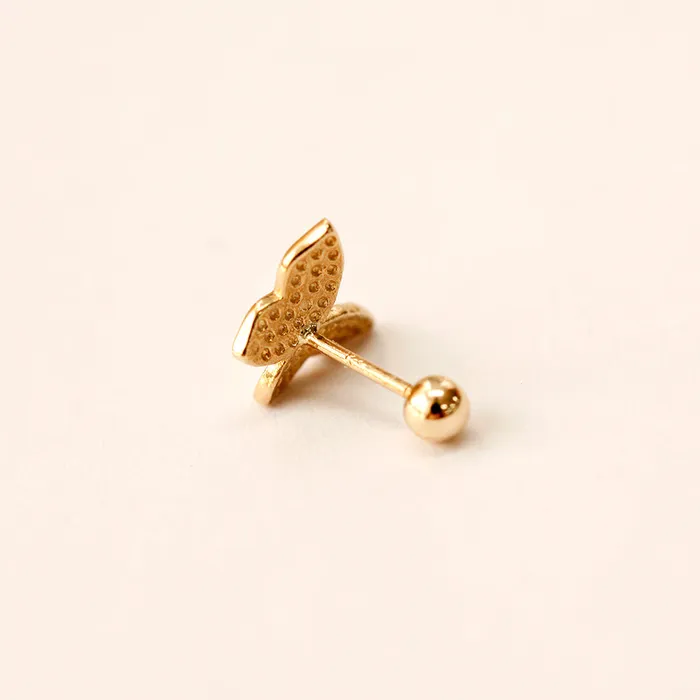 14K Gold Plain Solid Butterfly Cartilage Earring 20G18G16G MinimalBijoux Earrings