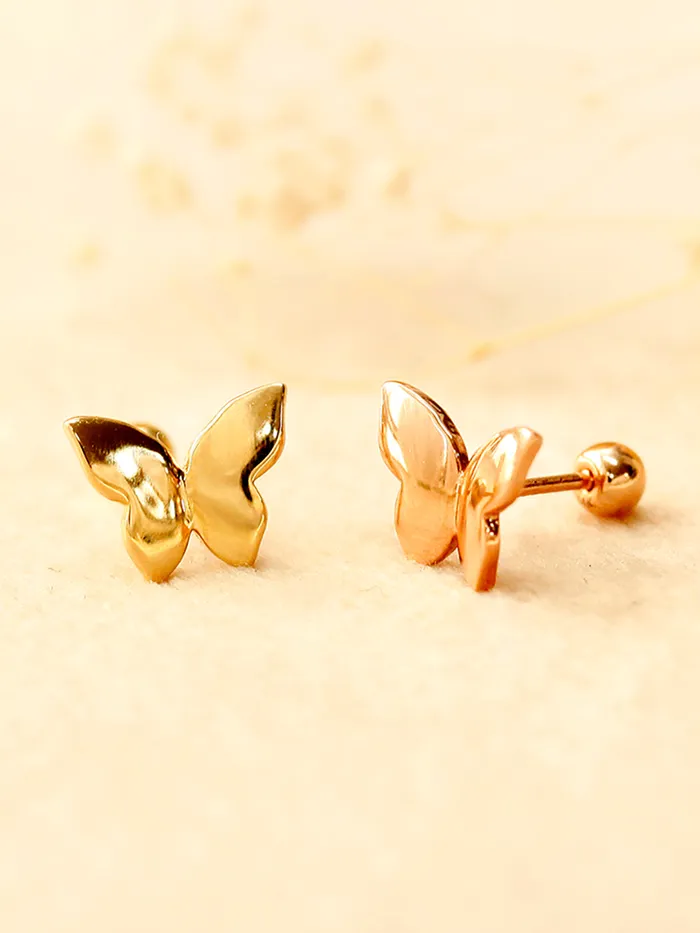 14K Gold Plain Solid Butterfly Cartilage Earring 20G18G16G MinimalBijoux Earrings