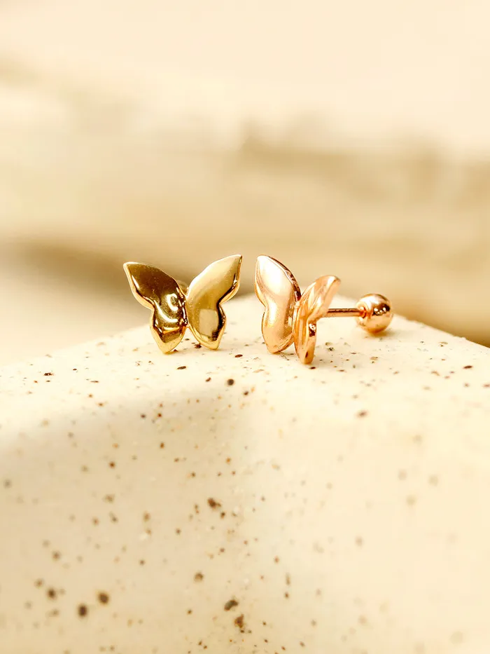 14K Gold Plain Solid Butterfly Cartilage Earring 20G18G16G MinimalBijoux Earrings