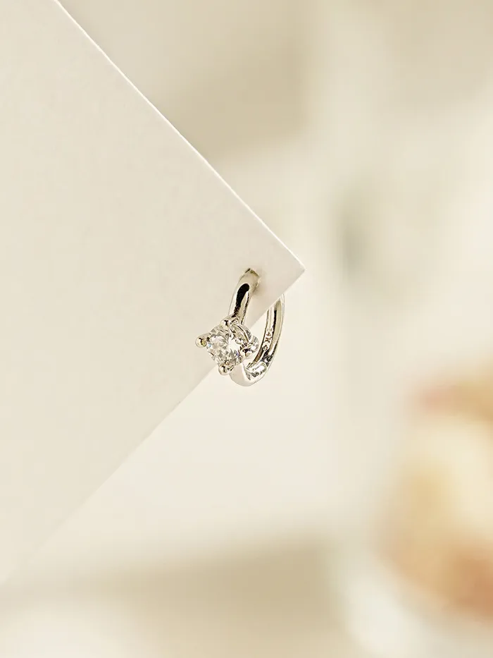 14K Gold Point Cubic Segment Clicker Cartilage Helix Hoop Earring 18G MinimalBijoux Earrings