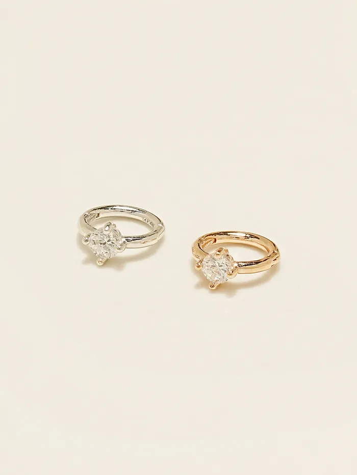14K Gold Point Cubic Segment Clicker Cartilage Helix Hoop Earring 18G MinimalBijoux Earrings