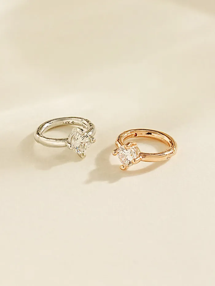 14K Gold Point Cubic Segment Clicker Cartilage Helix Hoop Earring 18G MinimalBijoux Earrings