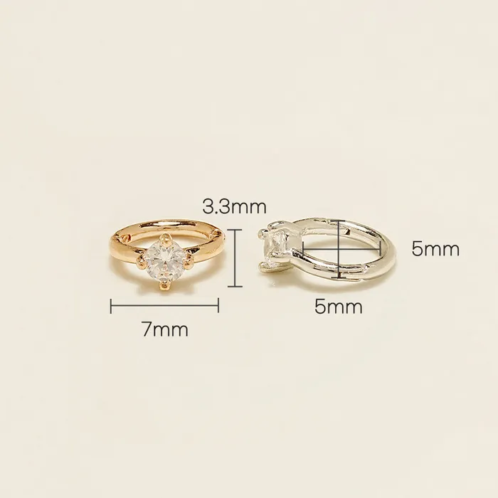 14K Gold Point Cubic Segment Clicker Cartilage Helix Hoop Earring 18G MinimalBijoux Earrings