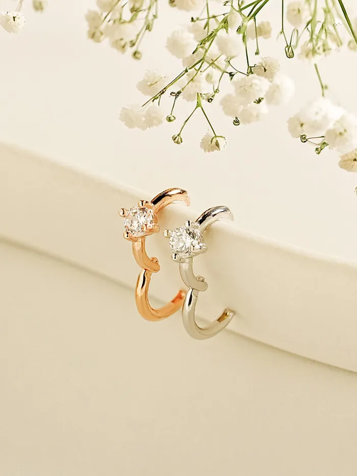 14K Gold Point Cubic Segment Clicker Cartilage Helix Hoop Earring 18G MinimalBijoux Earrings