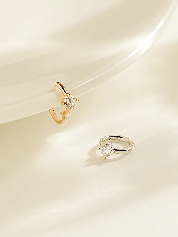 14K Gold Point Cubic Segment Clicker Cartilage Helix Hoop Earring 18G MinimalBijoux Earrings