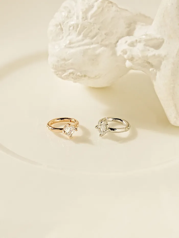 14K Gold Point Cubic Segment Clicker Cartilage Helix Hoop Earring 18G MinimalBijoux Earrings