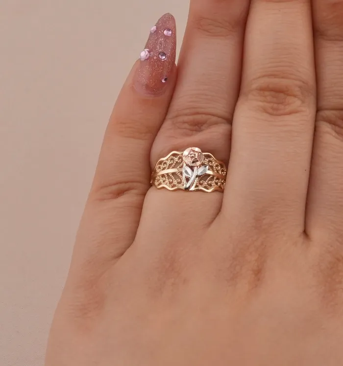 14K Gold Rose Womens Ring RG2039 AB and J Rings 14K Gold Rose Womens Ring RG2039 AB and J Rings